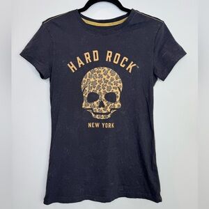 Guitar Company Ladies Fit Leopard Skull Tee In Black size XS